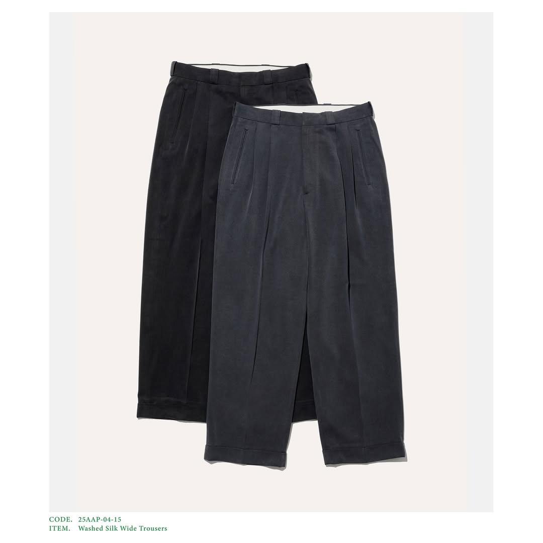 A.PRESSE 25AW Washed Silk Wide Trousers